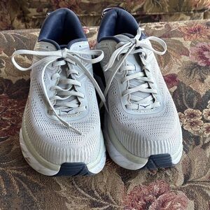 Hoka One One Light Gray and Navy Women's Running Shoes
